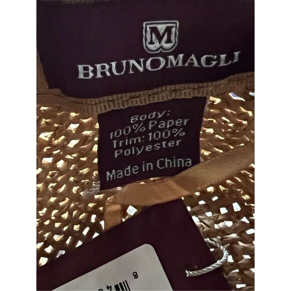 NWT $125 Bruno Magli Logo Open Weave Ribbon Band Paper Fedora Sun Hat unisex - Picture 13 of 15